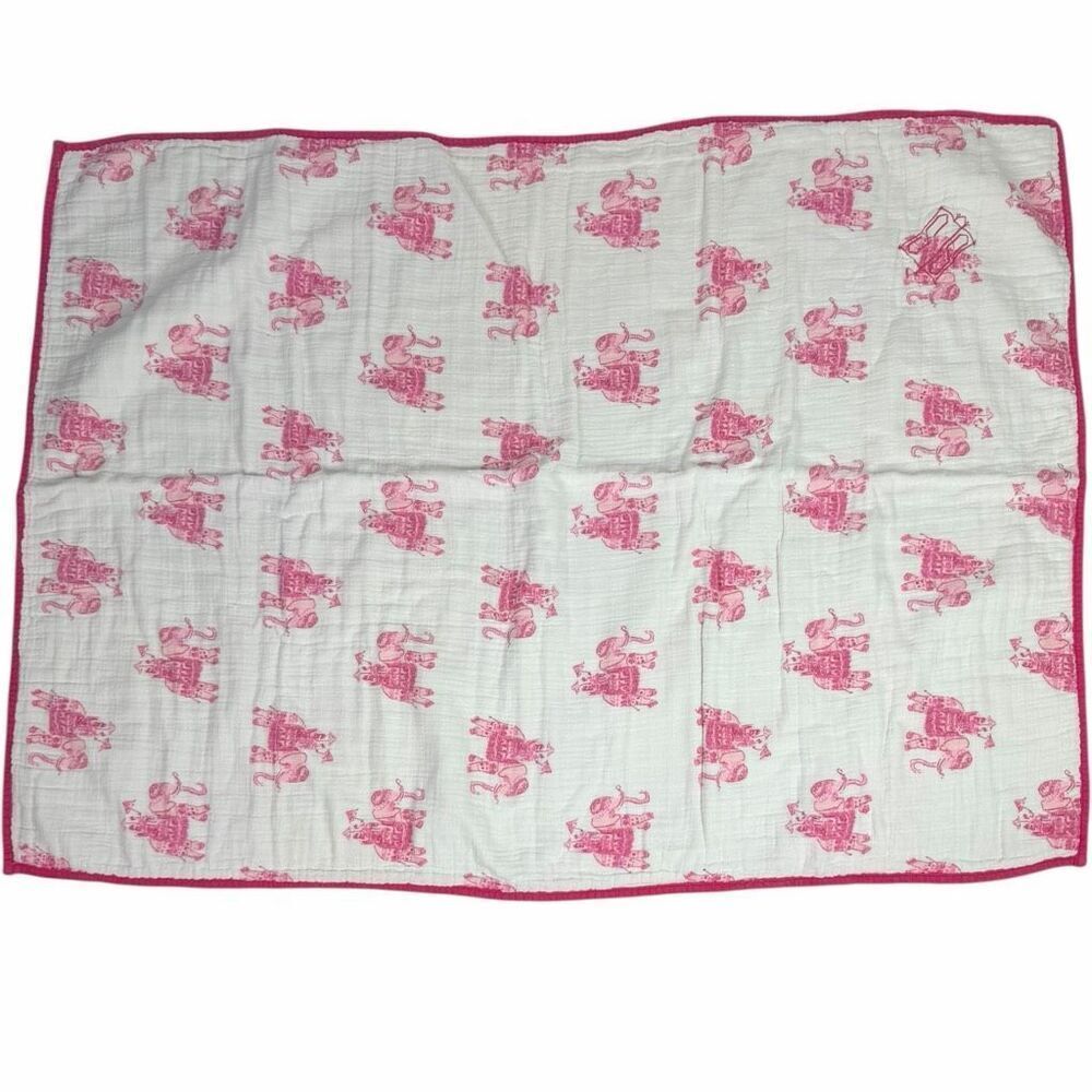 Pottery Barn Kids Lilly Pulitzer 30”x40” Elephant Bazaar Monogrammed Blanket